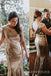 Gold Sequin Bateau Long Mermaid Bridesmaid Dresses , BN1099