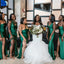 Mermaid Emerald Satin Cheap Custom Long Bridesmaid Dresses , BN1110