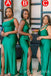 Mermaid Emerald Satin Cheap Custom Long Bridesmaid Dresses , BN1110