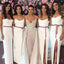 White Spaghetti Straps Long Mermaid Bridesmaid Dresses, Custom Side Slit Bridesmaid Dresses, BN1113