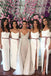 White Spaghetti Straps Long Mermaid Bridesmaid Dresses, Custom Side Slit Bridesmaid Dresses, BN1113
