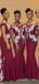 Burgundy Mermaid Long Bridesmaid Dresses, Custom Off Shoulder Appliques Bridesmaid Dress, BN1114