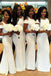 White Mermaid Long Bridesmaid Dresses, Custom Bridesmaid Dresses, BN1116