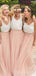 A-line Tulle Long Bridesmaid Dresses, Custom V-neck Bridesmaid Dresses, BN1117