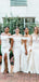 Off Shoulder Mermaid White Long Bridesmaid Dresses, Cheap Custom Bridesmaid Dress, BN1120