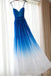 A-line Gradient Chiffon Long Bridesmaid Dresses, Cheap Custom Blue Bridesmaid Dress, BN1122