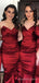 Strapless Red Satin Mermaid Long Bridesmaid Dresses , BN1029