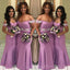 Off Shoulder Mermaid Long Appliques Custom Bridesmaid Dresses , BN1134