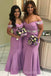 Off Shoulder Mermaid Long Appliques Custom Bridesmaid Dresses , BN1134