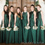 A-line Dark Green Satin Long  Custom Bridesmaid Dresses , BN1136