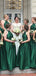 A-line Dark Green Satin Long  Halter Custom Bridesmaid Dresses , BN1137