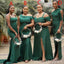 Mismatched Mermaid Dark Green Satin Long Custom Bridesmaid Dresses, BN1142