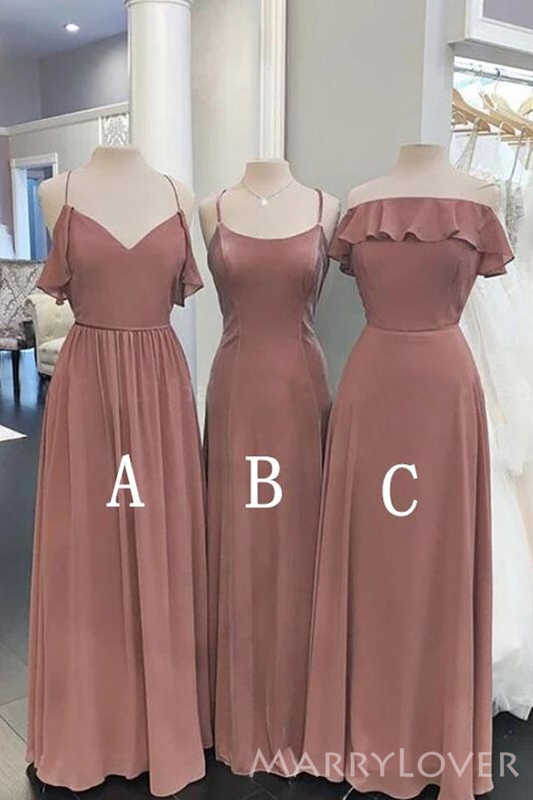 Mismatched A-line Chiffon Long Custom Bridesmaid Dresses , BN1146
