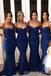 Spaghetti Straps Royal Blue Long Mermaid Custom Bridesmaid Dresses , BN1155