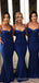 Spaghetti Straps Royal Blue Long Mermaid Custom Bridesmaid Dresses , BN1155