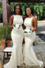 Mermaid White Long Bateau Custom Bridesmaid Dresses , BN1157