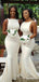 Mermaid White Long Bateau Custom Bridesmaid Dresses , BN1157