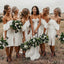 Simple Off Shoulder White Short Strapless Custom Bridesmaid Dresses , BN1165