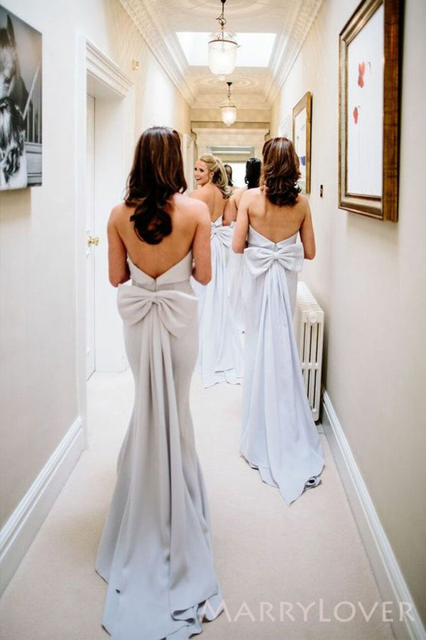 Simple Strapless Long Mermaid Backless Custom Bridesmaid Dresses , BN1166