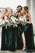 Simple Dark Green Velvet Mismatched Long Custom Bridesmaid Dresses , BN1186