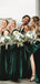 Simple Dark Green Velvet Mismatched Long Custom Bridesmaid Dresses , BN1186