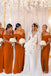 Off Shoulder Burnt Orange Mermaid Long Custom Bridesmaid Dresses , BN1192