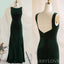Dark Green Velvet Bateau Mermaid Long Custom Bridesmaid Dresses , BN1197