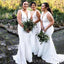 White Deep V-neck Mermaid Long Custom Bridesmaid Dresses , BN1205