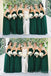 A-line Dark Green Chiffon Strapless Long Custom Bridesmaid Dresses , BN1208