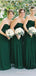 A-line Dark Green Chiffon Strapless Long Custom Bridesmaid Dresses , BN1208