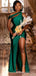 Mismatched Dark Green Satin  Mermaid Long Side Slit Custom Bridesmaid Dresses , BN1214