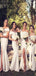 Simple Off Shoulder White Mermaid Long Side Slit Custom Bridesmaid Dresses , BN1220