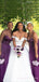 A-line Spaghetti Straps Purple Tulle Long Custom Bridesmaid Dresses , BN1224