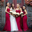 Simple Sweet Heart Dark Red Strapless Long Mermaid Custom Bridesmaid Dresses , BN1230