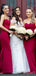 Simple Sweet Heart Dark Red Strapless Long Mermaid Custom Bridesmaid Dresses , BN1230