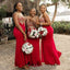 Mermaid Appliques Red Long Custom Bridesmaid Dresses , BN1238