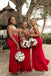 Mermaid Appliques Red Long Custom Bridesmaid Dresses , BN1238