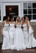 White Satin Mermaid Long Spaghetti Straps Custom Bridesmaid Dresses , BN1243