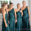 Simple Peacock Satin One Shoulder Long Custom Bridesmaid Dresses , BN1244