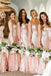 Simple Sequins Strapless Mermaid Long Custom Bridesmaid Dresses , BN1245