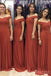 A-line Off Shoulder Chiffon Long Custom Bridesmaid Dresses , BN1253