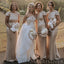 Simple Gold Sequins Mermaid Long Backless Custom Bridesmaid Dresses , BN1256