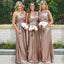 Simple One Shoulder Sequins A-line Long Custom Bridesmaid Dresses , BN1258