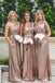 Simple One Shoulder Sequins A-line Long Custom Bridesmaid Dresses , BN1258