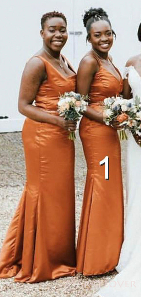 Mismatched Satin Mermaid Long Custom Bridesmaid Dresses , BN1264