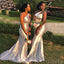 One Shoulder White Satin Mermaid Long Custom Bridesmaid Dresses , BN1265