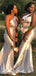 One Shoulder White Satin Mermaid Long Custom Bridesmaid Dresses , BN1265