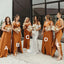 Mismatched Burnt Orange Long Side Slit Custom Bridesmaid Dresses , BN1274