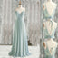 A-line Chiffon Spaghetti Straps Appliques Long Custom Bridesmaid Dresses , BN1283