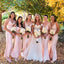 A-line Pink Spaghetti Straps Long Custom Bridesmaid Dresses , BN1285